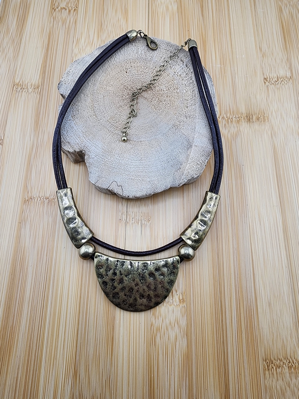 21in Antique Gold Tone Half-Moon Statement Necklace - Women Jewelry 0536